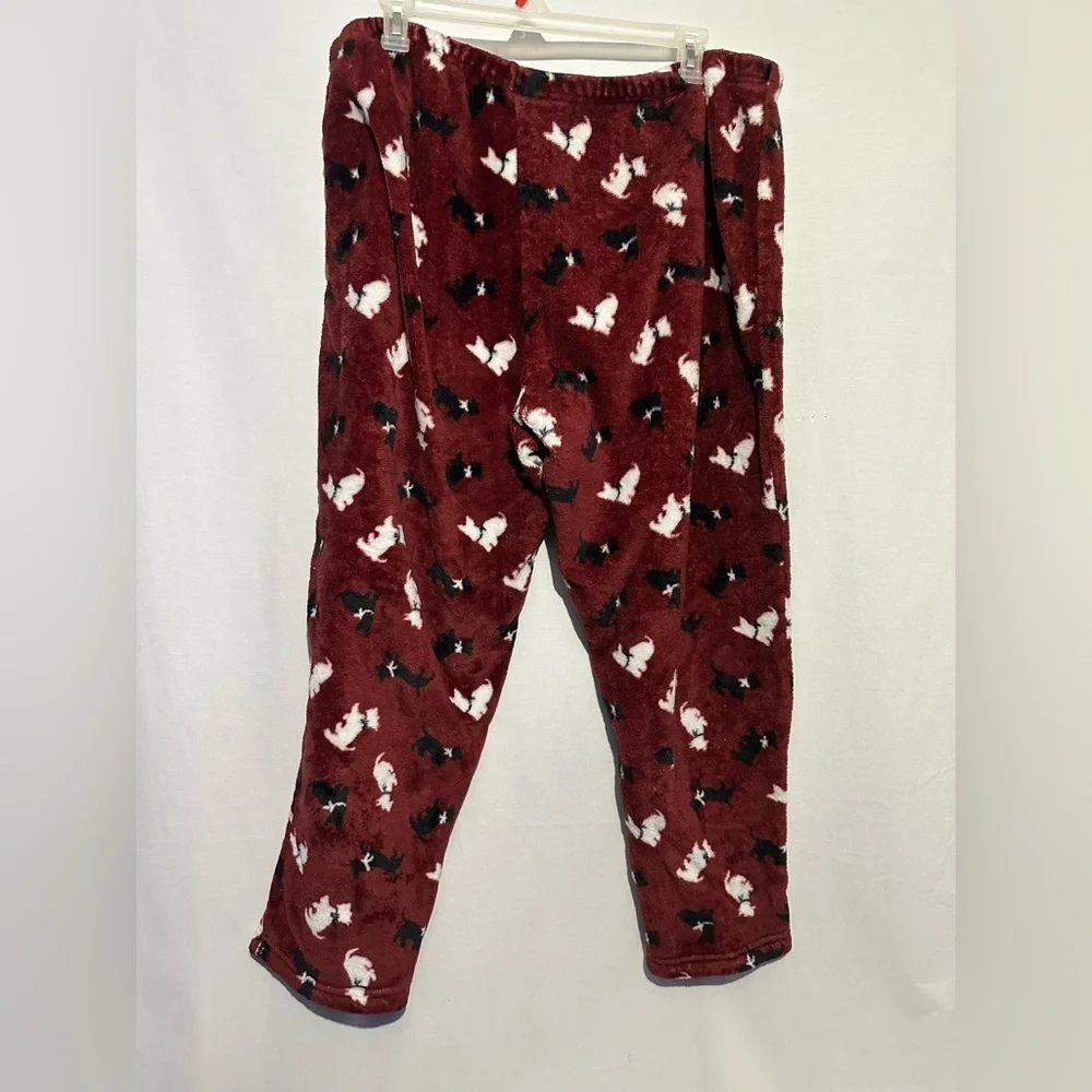 Laura Scott Burgundy Dog Print Fleece Pajama Pants – 3X